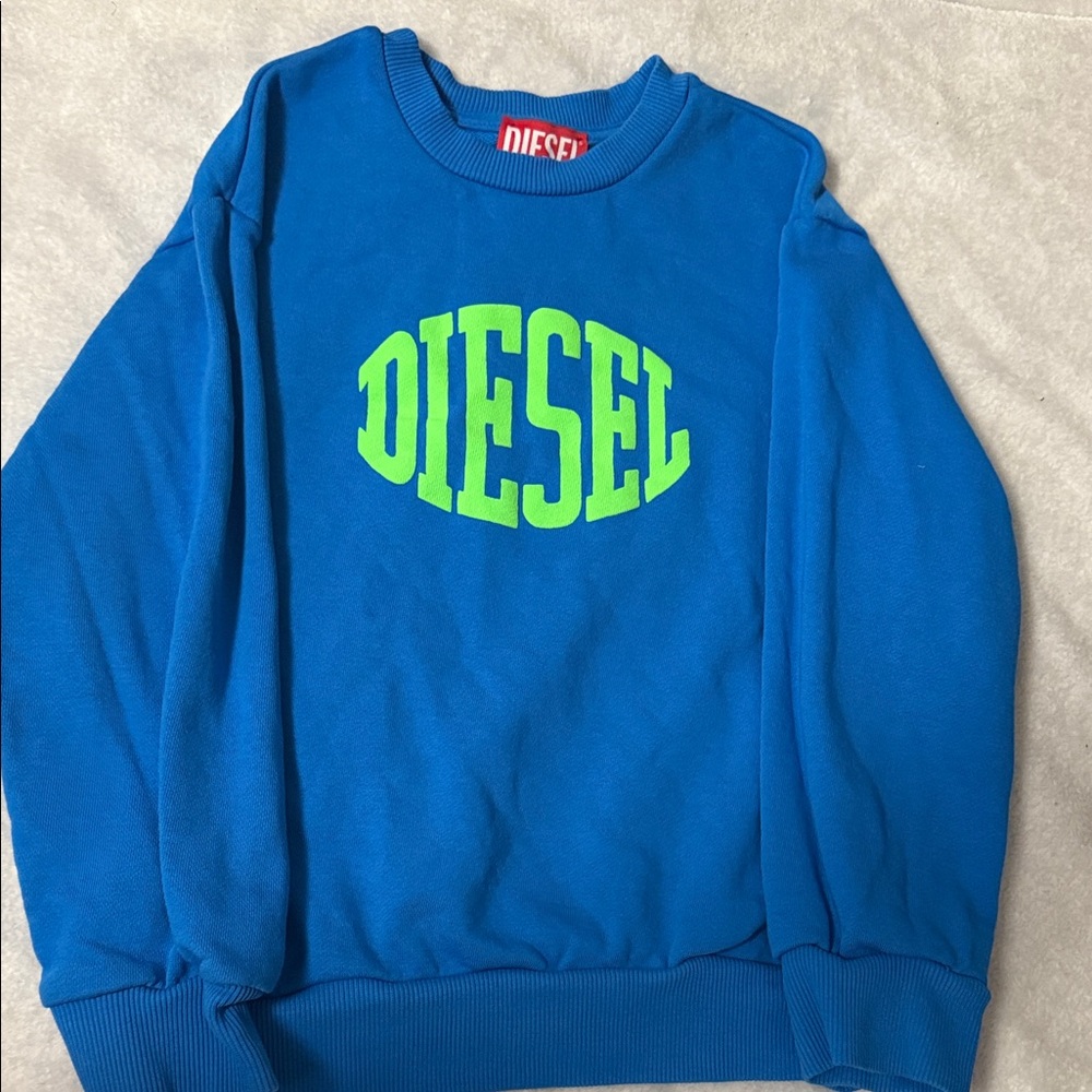 Diesel Men's Blue and Green Crewneck Sweater
